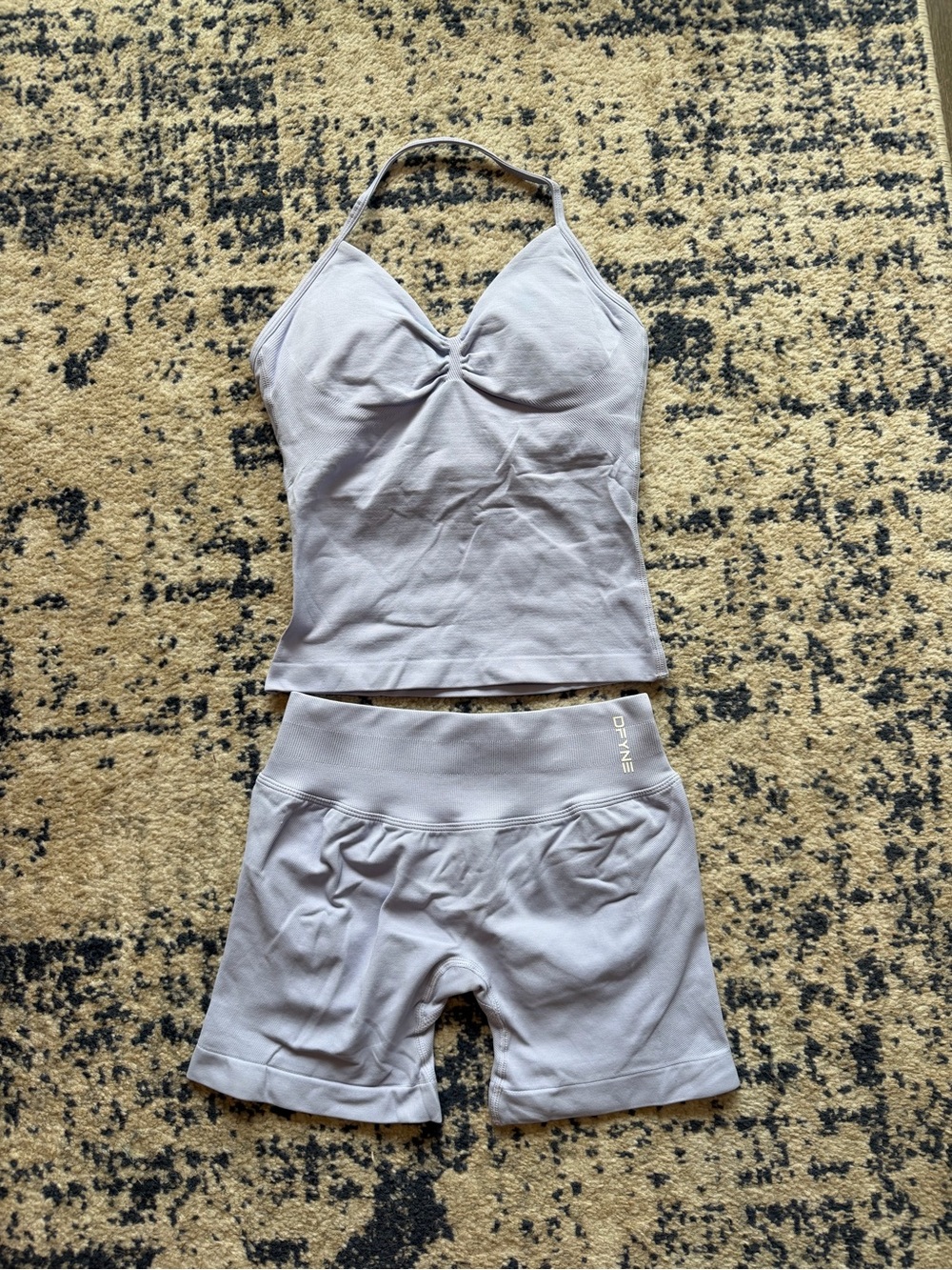 DFYNE Seamless Light PURPLE Halter Cami & Short Set